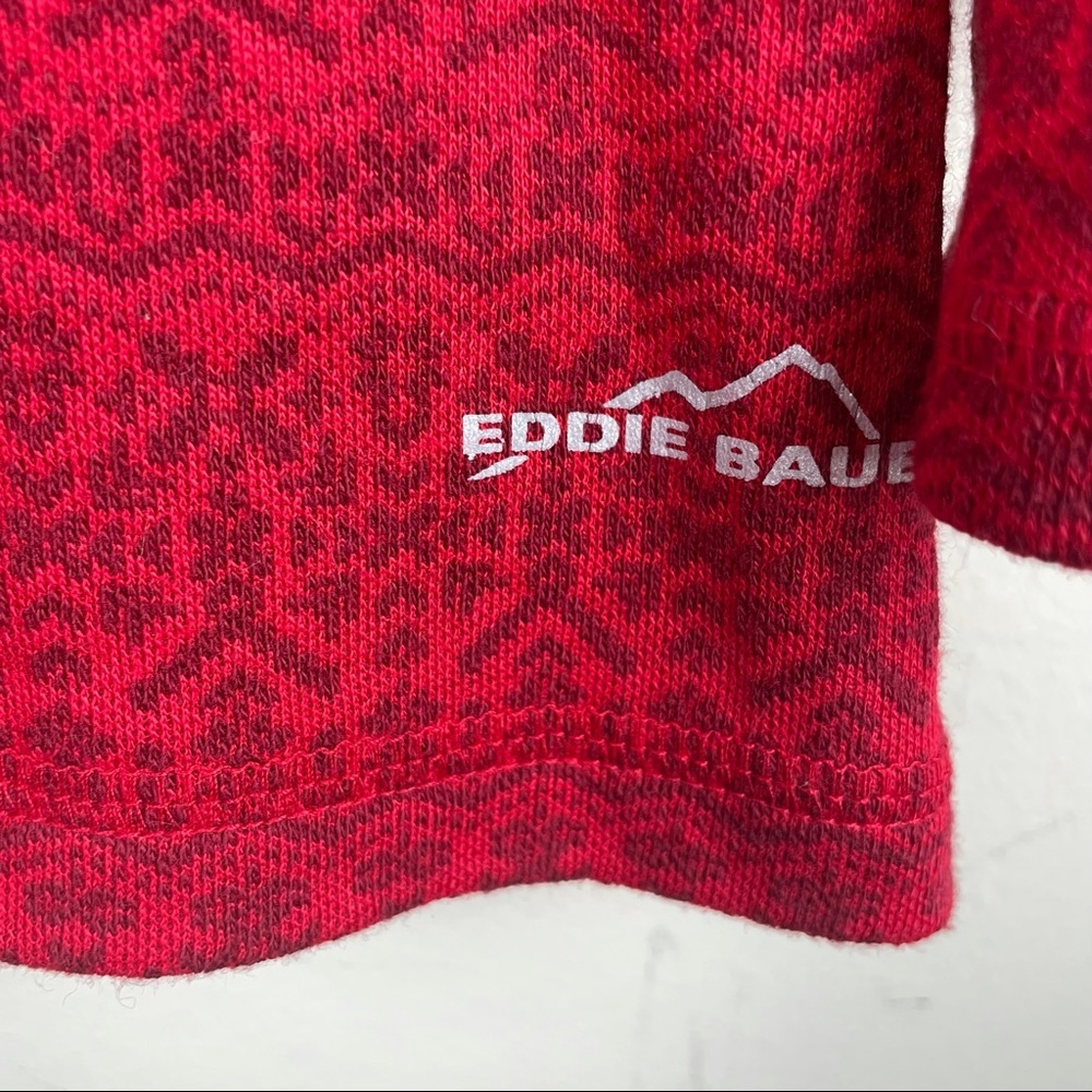 Eddie Bauer Red Aztec Quarter Zip Mock Neck Shirt Size XL - Picture 7 of 11
